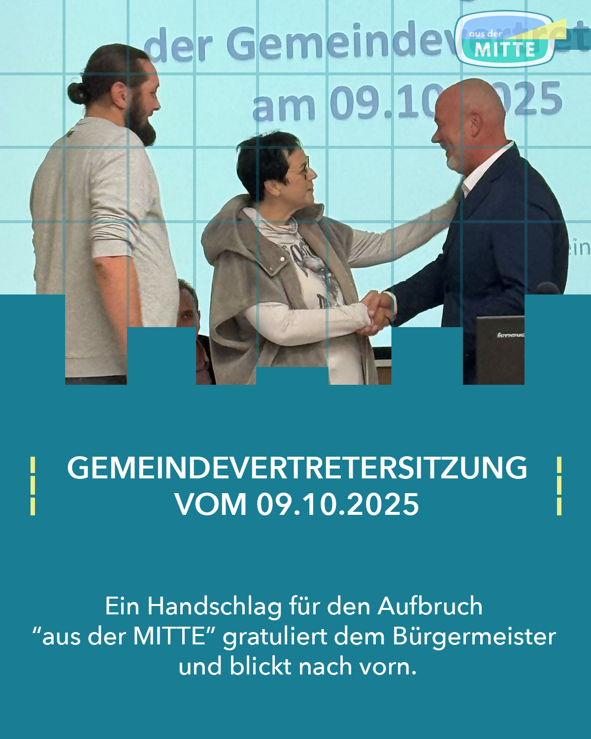 Gemeindevertretersitzung-oktober-2025 Grit Drahota Glückwünsche für den Bürgermeister Mario Kurowski