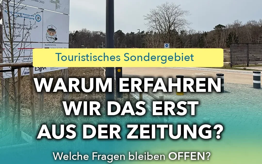 MZO Gelände in Binz mit Hinweis auf touristisches Sondergebiet und offene Fragen zur Nutzung zwischen Wohnen und Tourismus