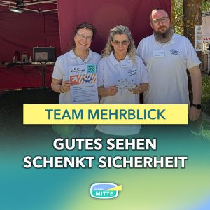 Team Mehrblick beim Wohlfühltag in Stralsund mit kostenlosen Sehtests und Brillen
