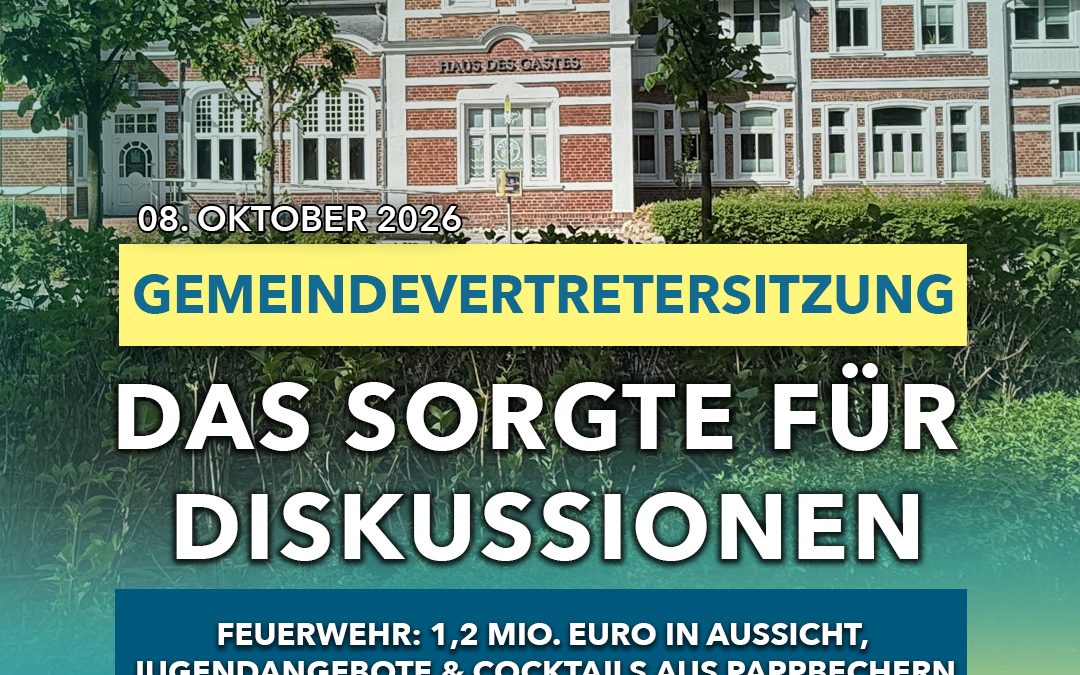 Haus des Gastes in Binz mit der Schlagzeile „Mehr Transparenz? Ein Antrag durch. Einer abgelehnt.“ zur Gemeindevertretung vom 8. Oktober 2026.